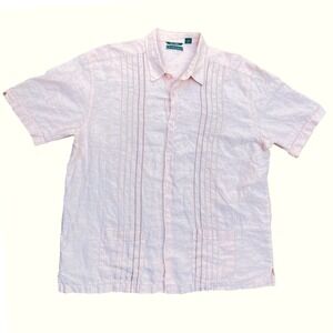 CUBAVERA Apricot Peach Linen Short Sleeve Button Up Mens XXL Casual ResortShirt